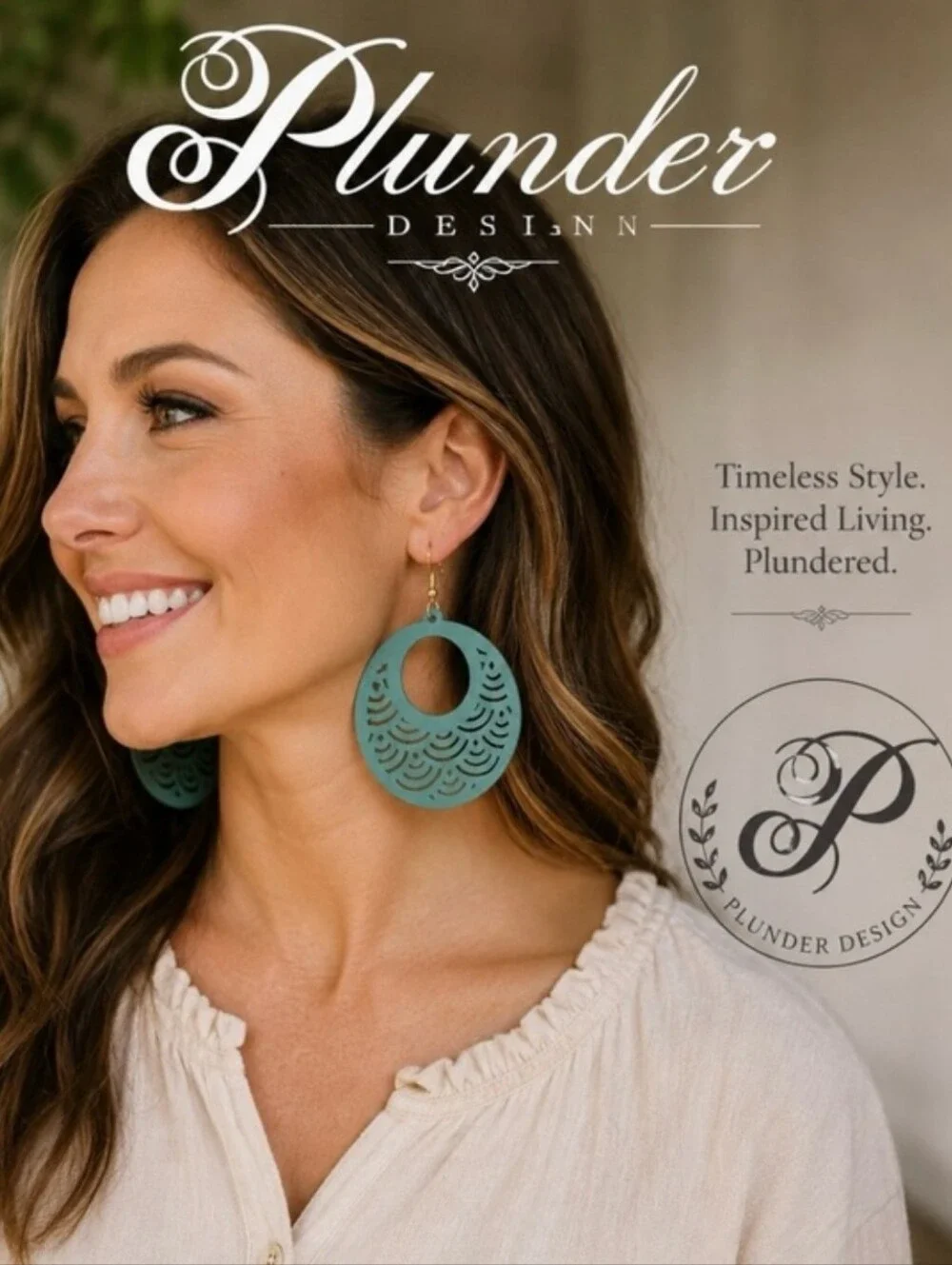 Plunder Teal Cutout Hoop Earrings NEW!
